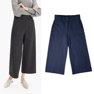 J. Crew Navy Ponte Wide-Leg Crop Pant with Patch Pockets Size S
